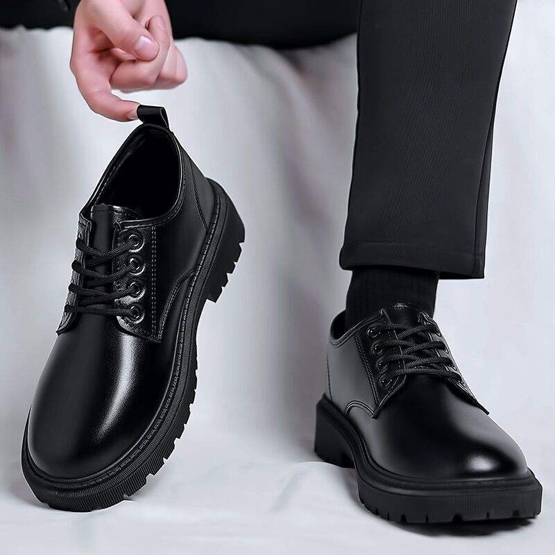 Men's Lace-up Durable Black Business All-Match Thick Sneakers
