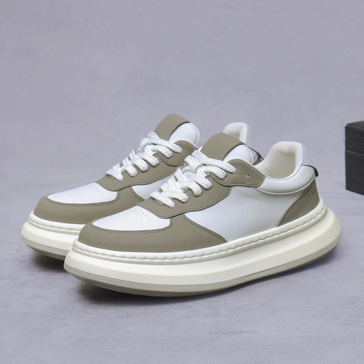Men's Fashion Trend Leather Casual Flat Skateboard Shoes