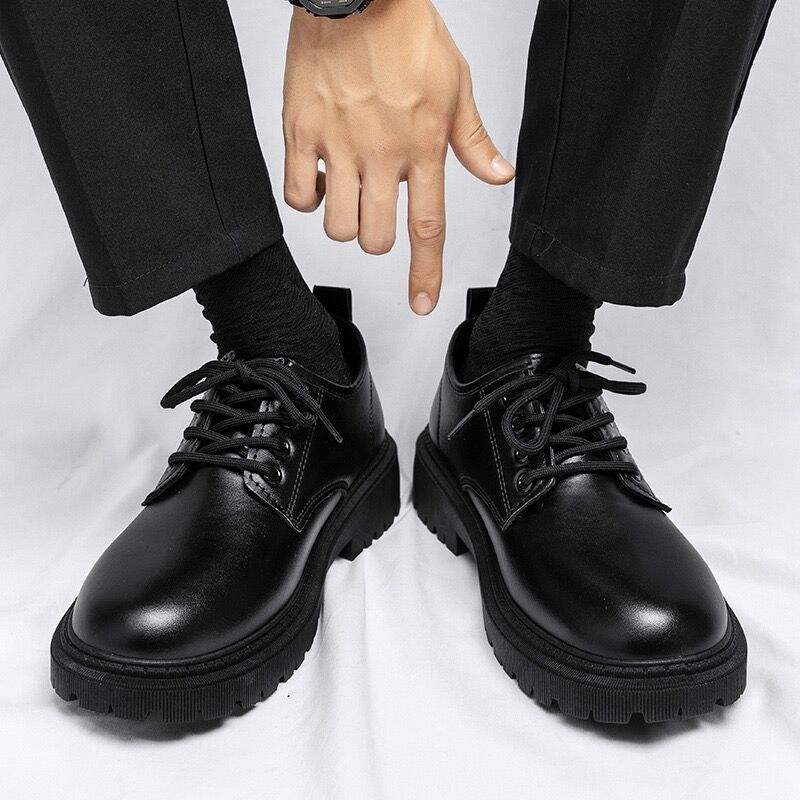 Men's Lace-up Durable Black Business All-Match Thick Sneakers