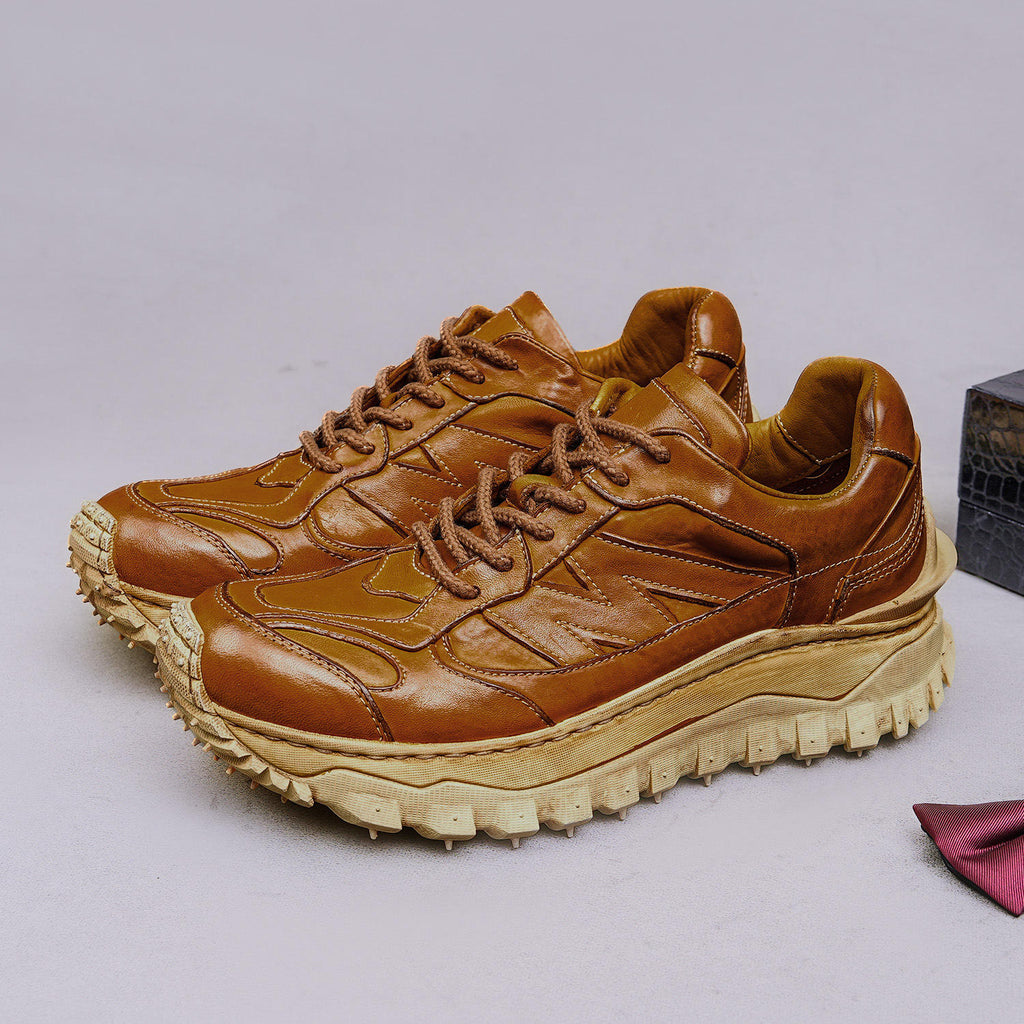 Men's Casual Stylish Handcrafted Lace-up Platform Shoes