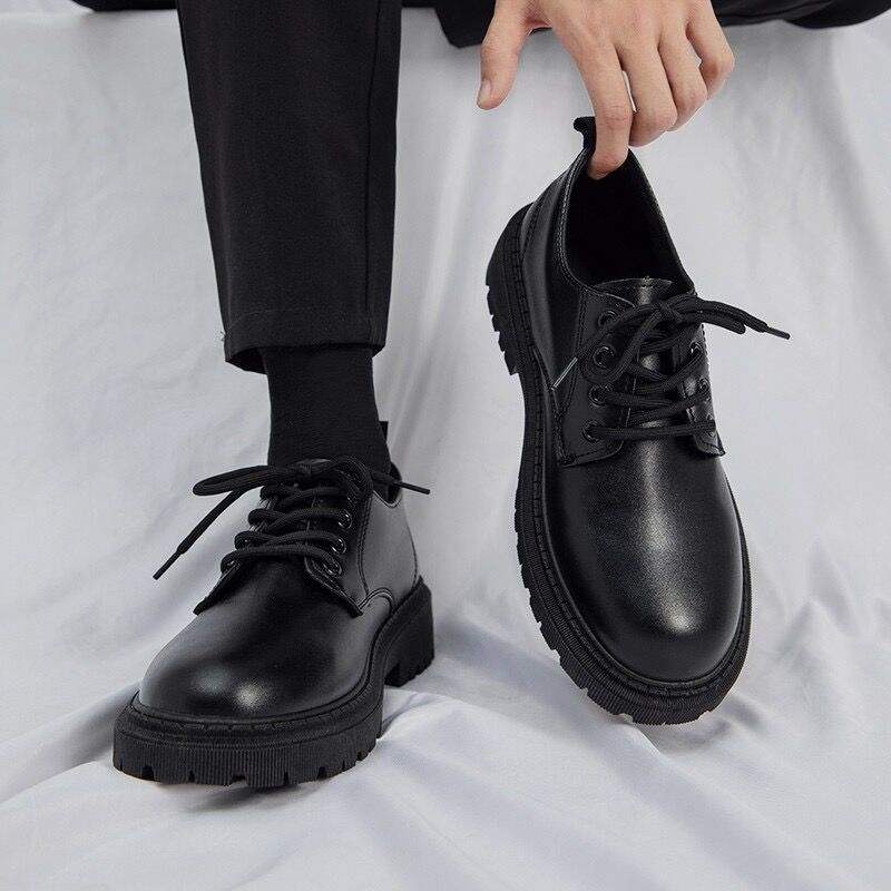 Men's Lace-up Durable Black Business All-Match Thick Sneakers